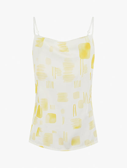 Caraco effet satiné à imprimé stylisé - Jaune - 1