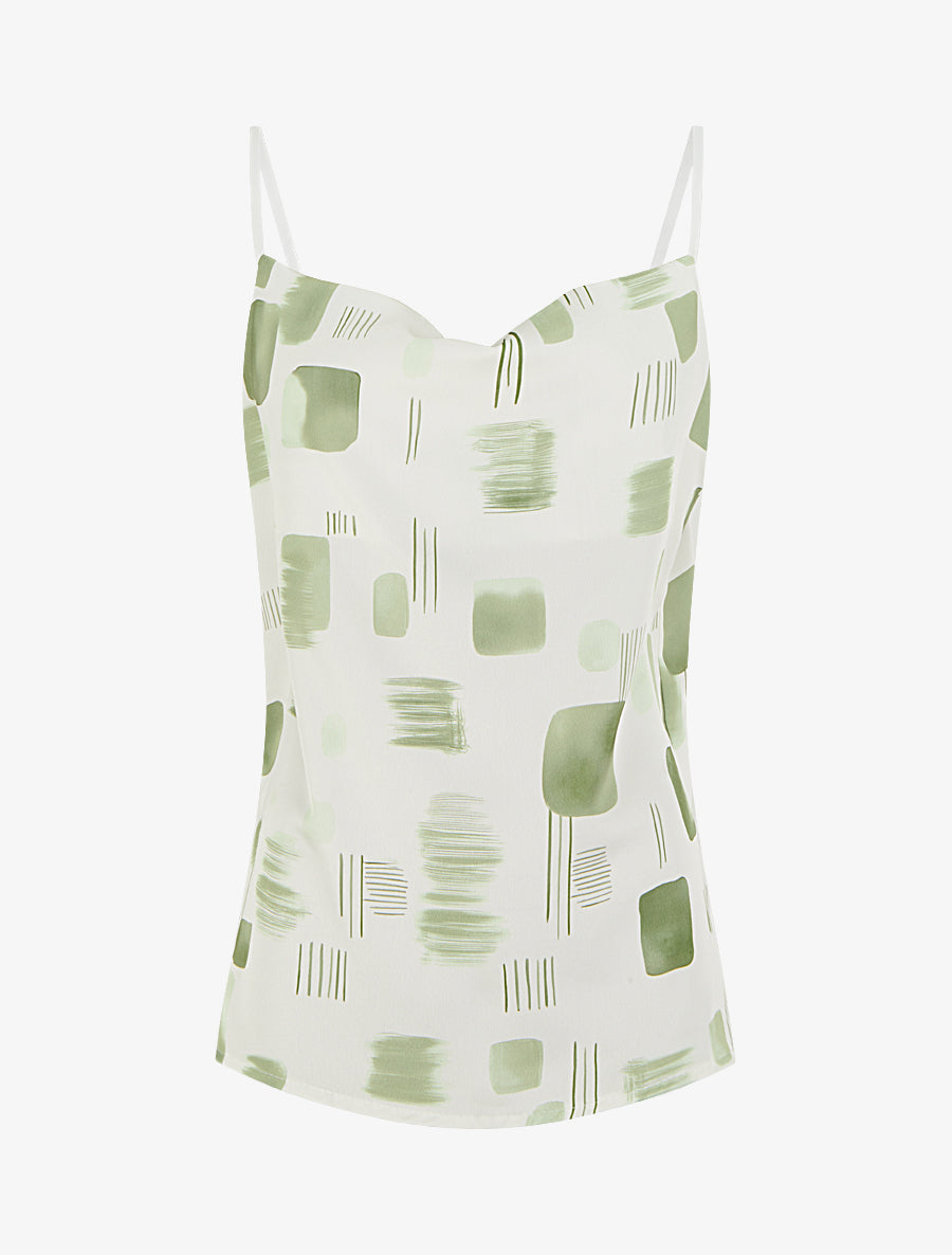 Caraco effet satiné à imprimé stylisé - Kaki - 1