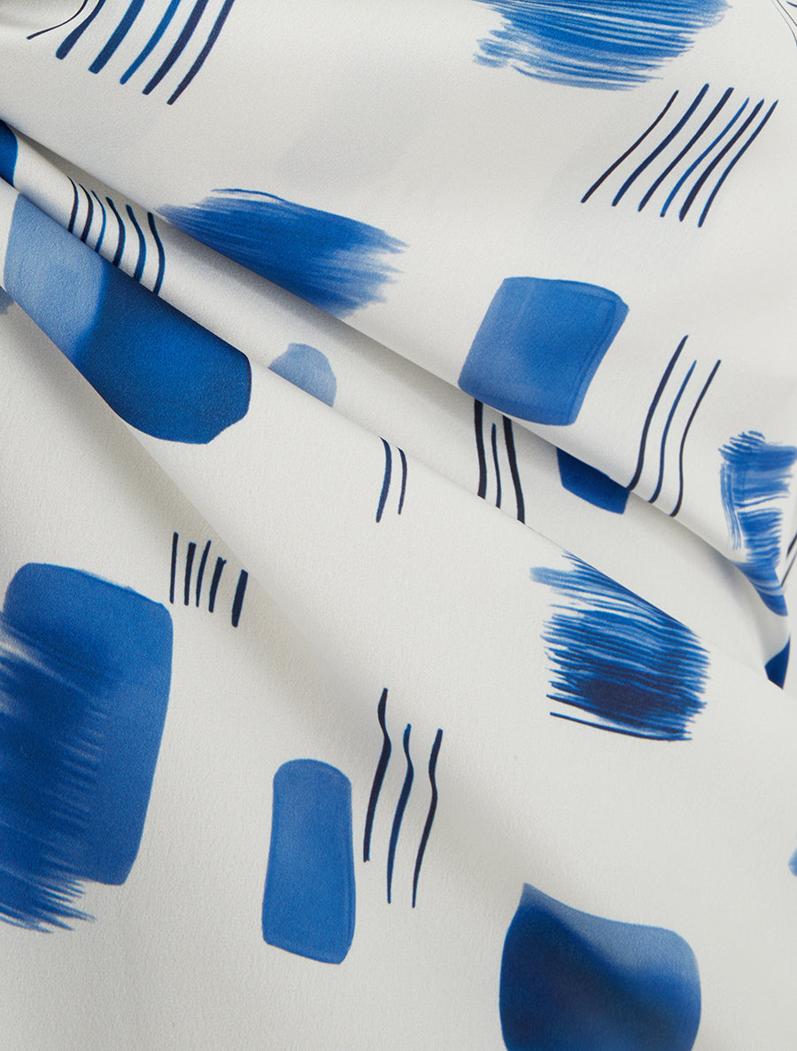 Caraco effet satiné à imprimé stylisé - Marine - 3