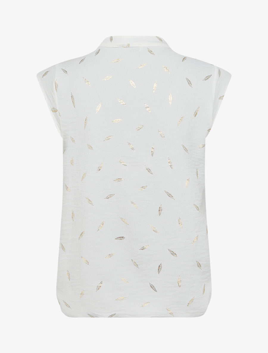 Top élastiqué à imprimé plumes irisées - Blanc - 2