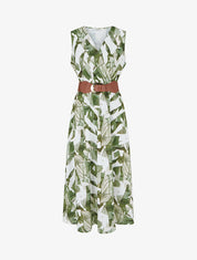 Robe sans manches imprimé fantaisie - Kaki - 1