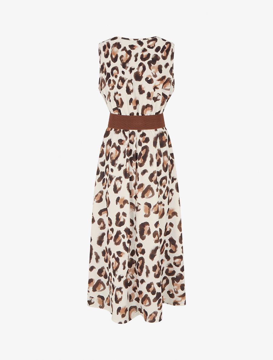 Robe sans manches imprimé léopard - Marron - 2