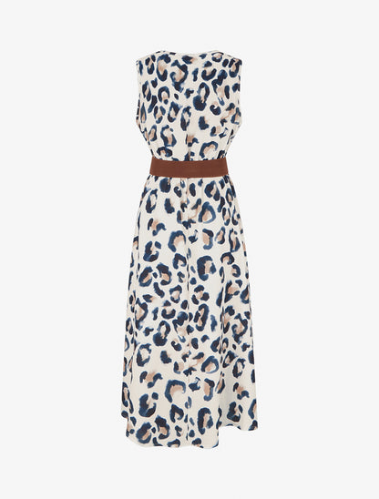 Robe sans manches imprimé léopard - Marine - 2