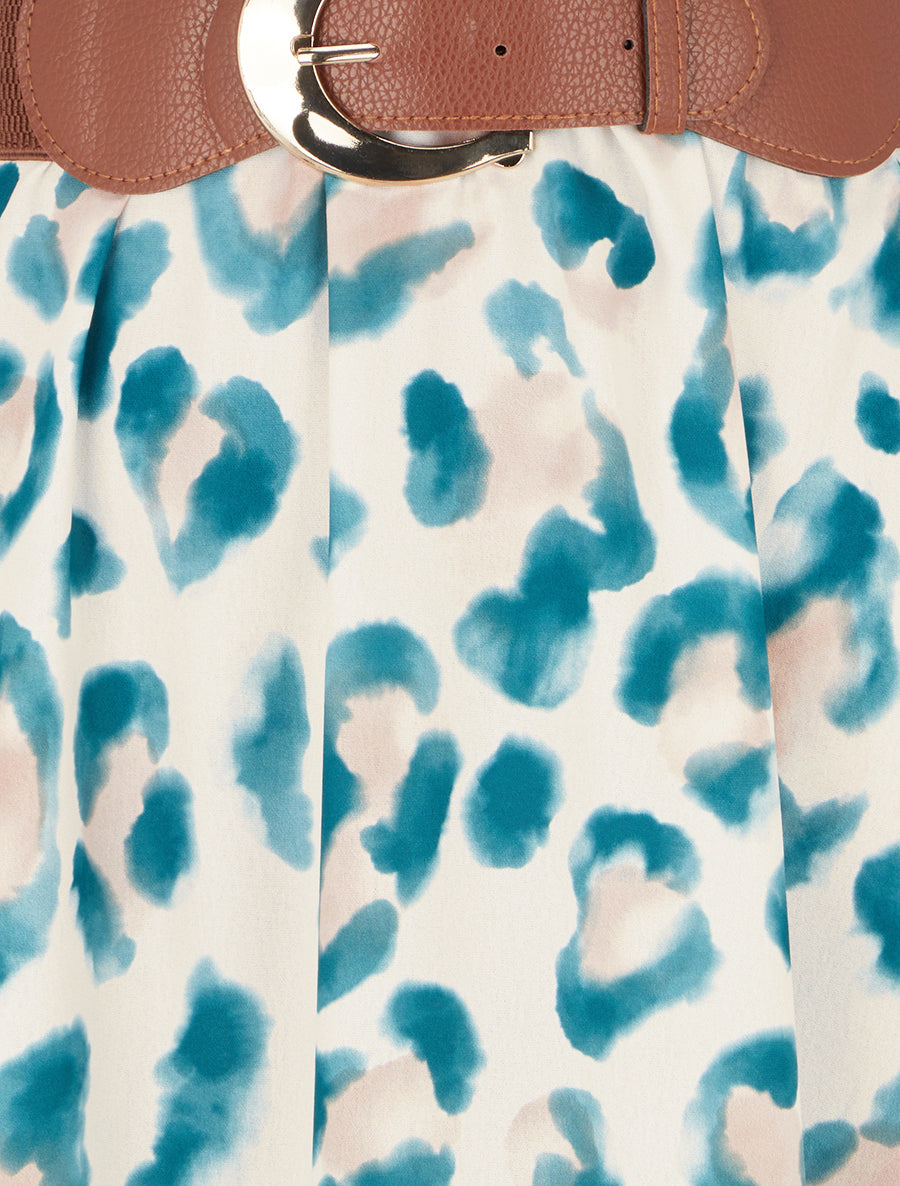 Robe sans manches imprimé léopard - Vert - 3