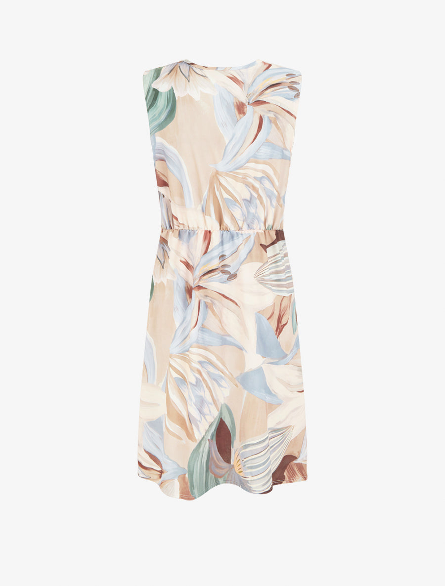 Robe style portefeuille sans manches imprimé fleurs de lys - Beige - 2