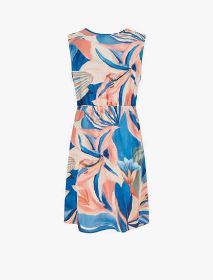 Robe style portefeuille sans manches imprimé fleurs de lys - Bleu foncé - 2