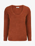 Pull en maille à col V - Rouille - 1