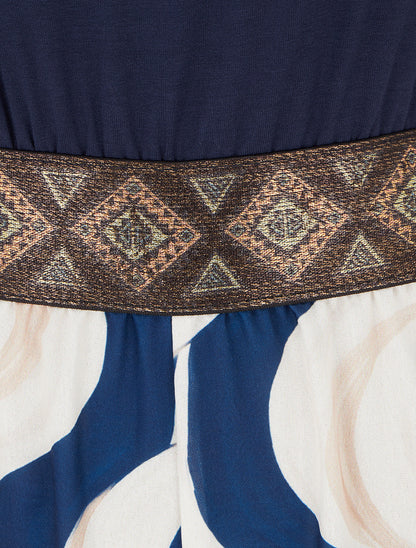 Combinaison imprimé abstrait à bretelles irisées - Marine - 3