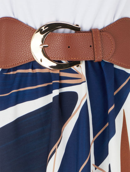 Robe longue sans manches imprimé graphique - Marine - 3