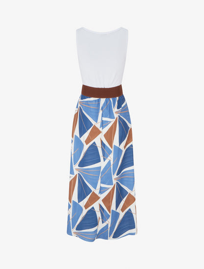 Robe longue sans manches imprimé graphique - Bleu clair - 2