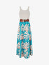 Robe longue imprimé feuillage - Bleu canard - 1