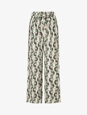 Pantalon élastiqué à imprimé graphique - Kaki - 1