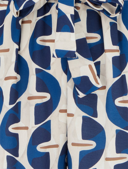 Pantalon élastiqué à imprimé graphique - Marine - 3