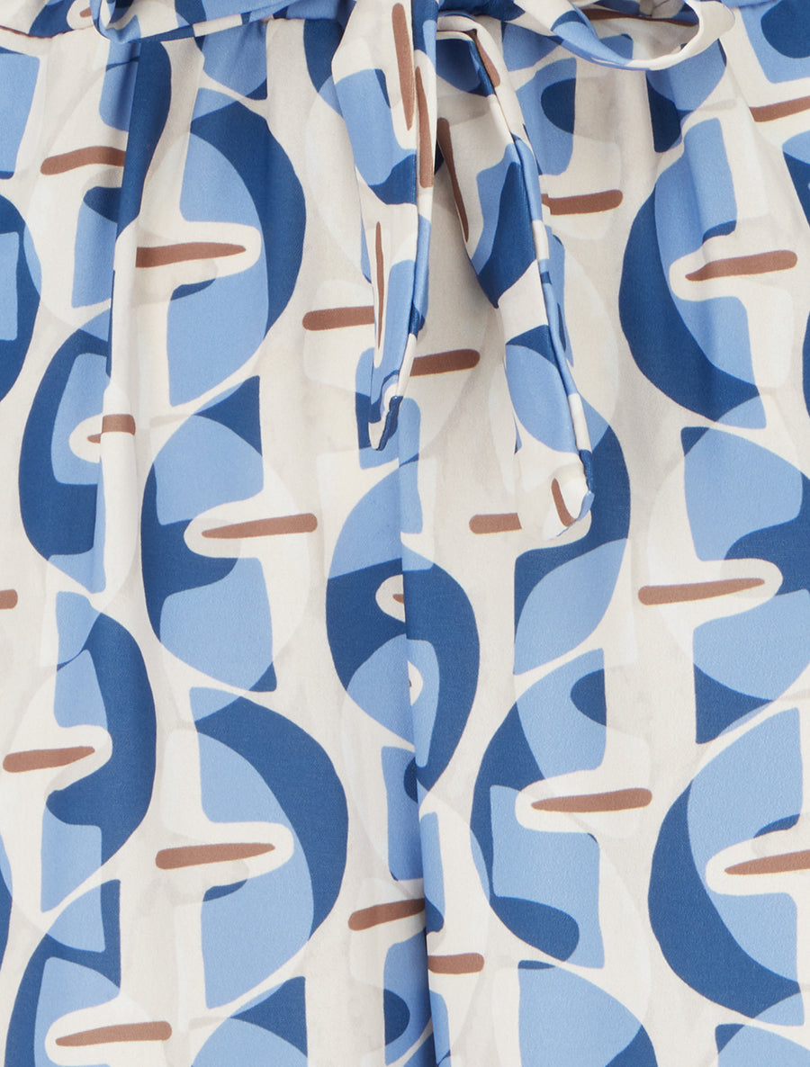 Pantalon élastiqué à imprimé graphique - Bleu ciel - 3