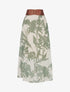 Jupe longue imprimé floral à rayures irisées - Kaki - 1