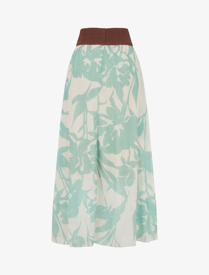 Jupe longue imprimé floral à rayures irisées - Vert d&