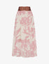 Jupe longue imprimé floral à rayures irisées - Rose - 1