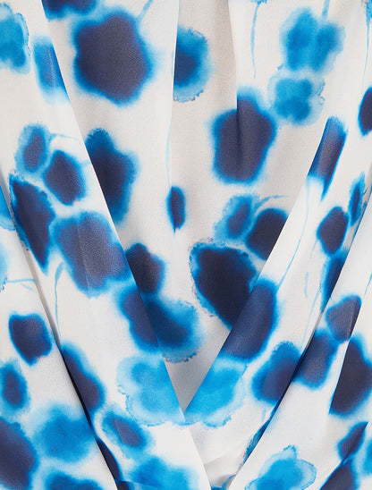 Top en voile imprimé tacheté - Bleu - 3