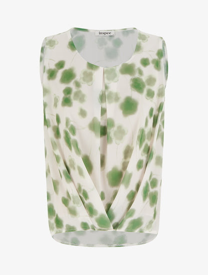 Top en voile imprimé tacheté - Vert - 1