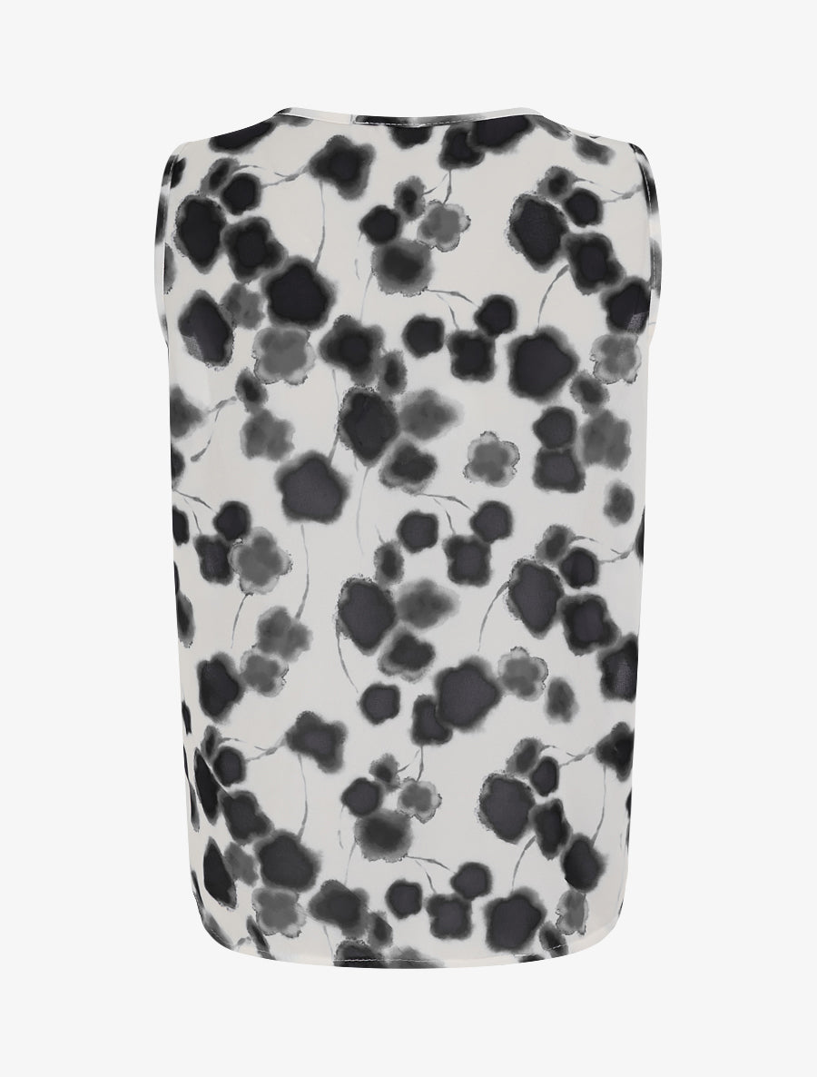 Top en voile imprimé tacheté - Noir - 2