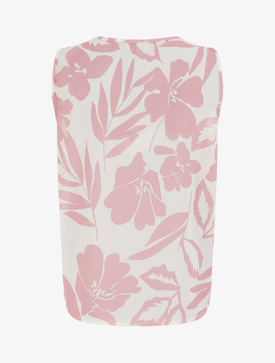 Top en voile imprimé floral - Rose - 2