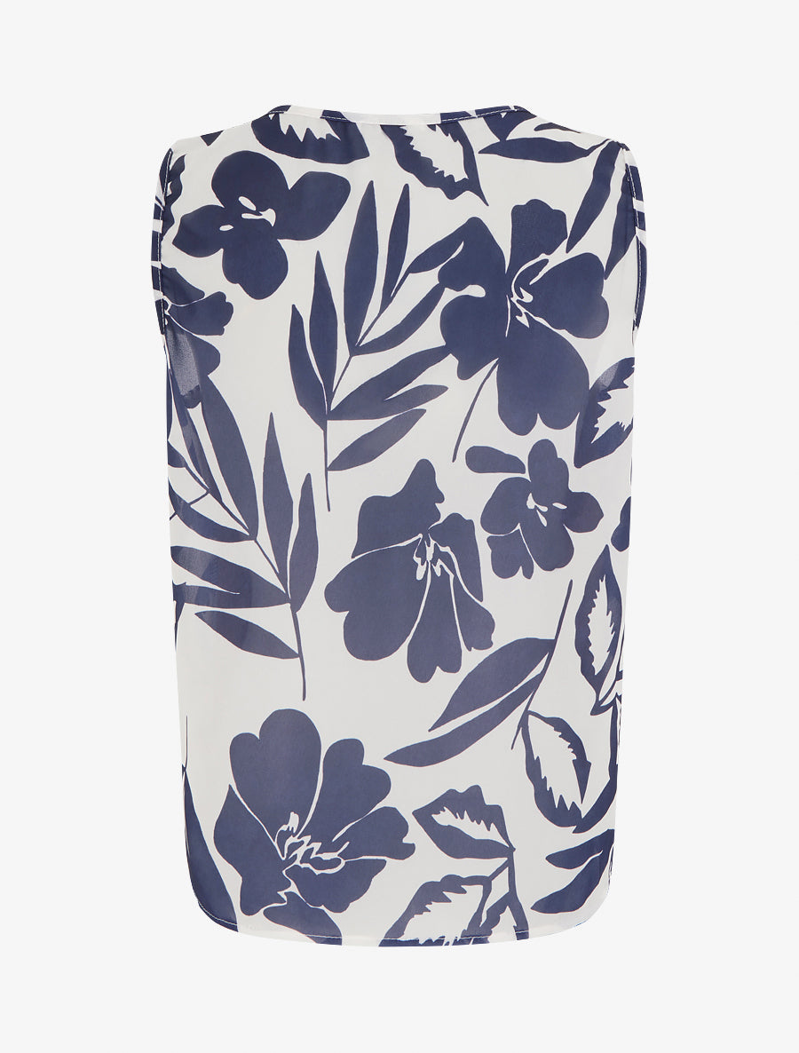 Top en voile imprimé floral - Marine - 2