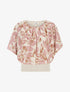 Top imprimé feuillage à manches courtes - Vieux rose - 1