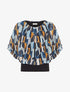 Top imprimé fantaisie à manches courtes - Bleu - 1