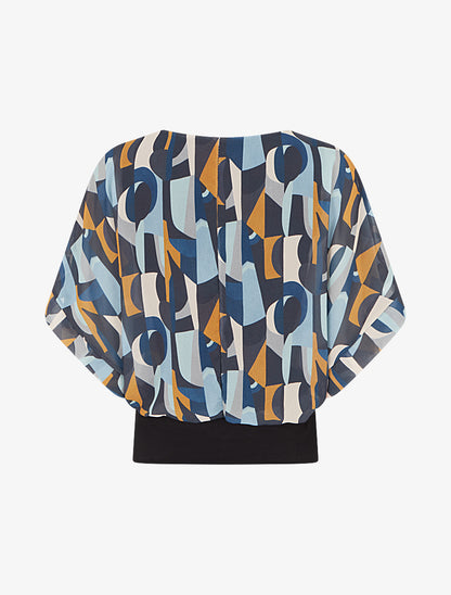 Top imprimé fantaisie à manches courtes - Bleu - 2