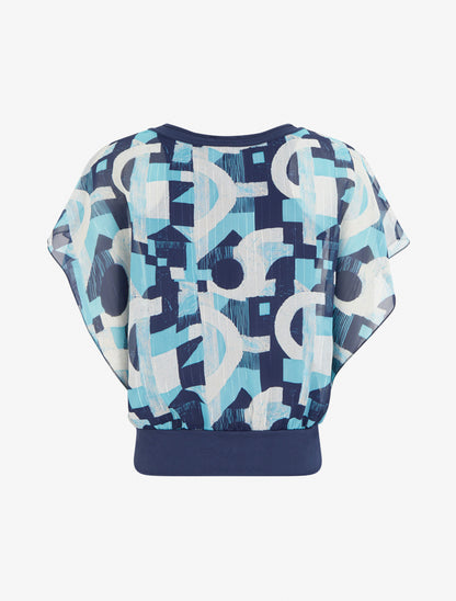 Top boule manches courtes imprimé graphique - Marine - 2
