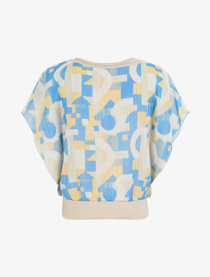 Top boule manches courtes imprimé graphique - Bleu clair - 2