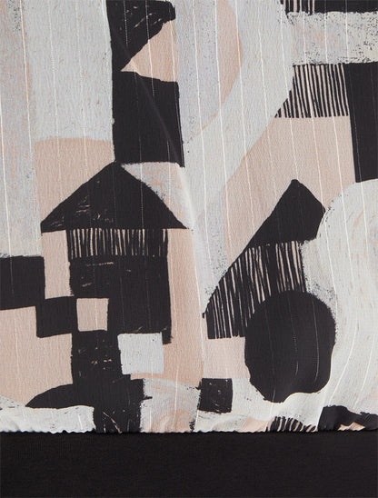 Top boule manches courtes imprimé graphique - Noir - 3