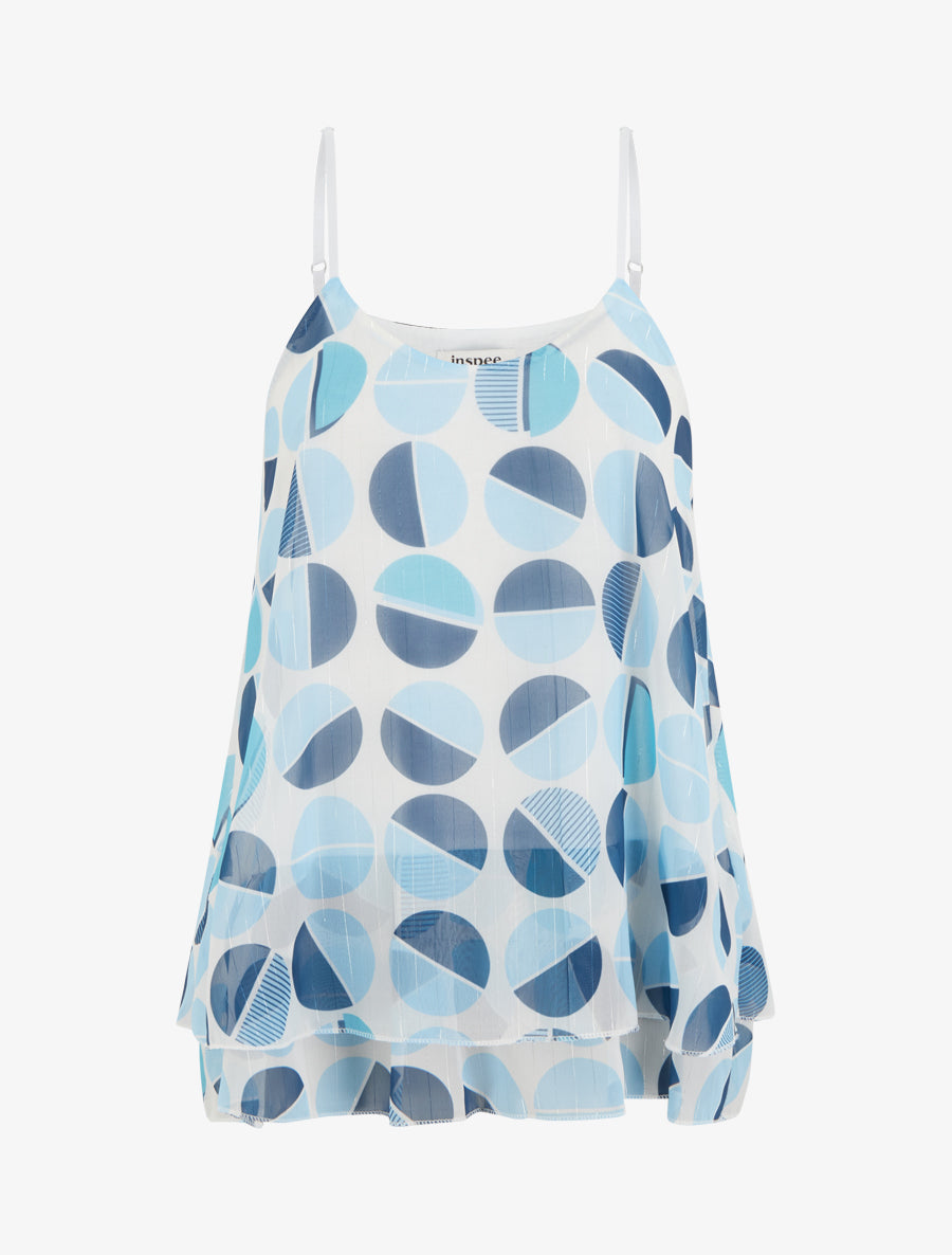 Caraco imprimé demi-cercles à rayures irisées - Bleu ciel - 1