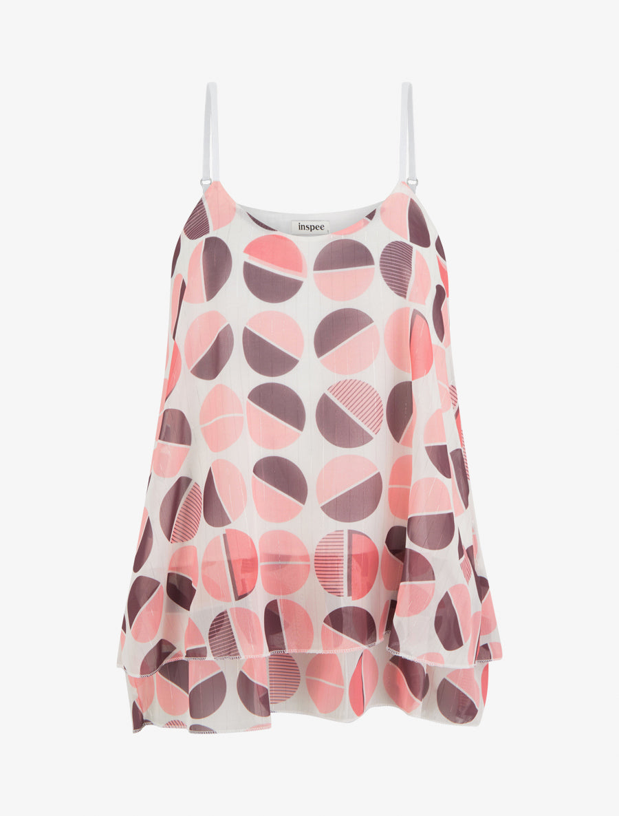 Caraco imprimé demi-cercles à rayures irisées - Rose - 1