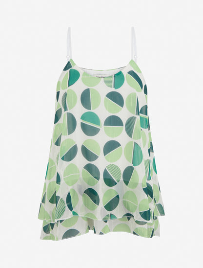 Caraco imprimé demi-cercles à rayures irisées - Vert - 1