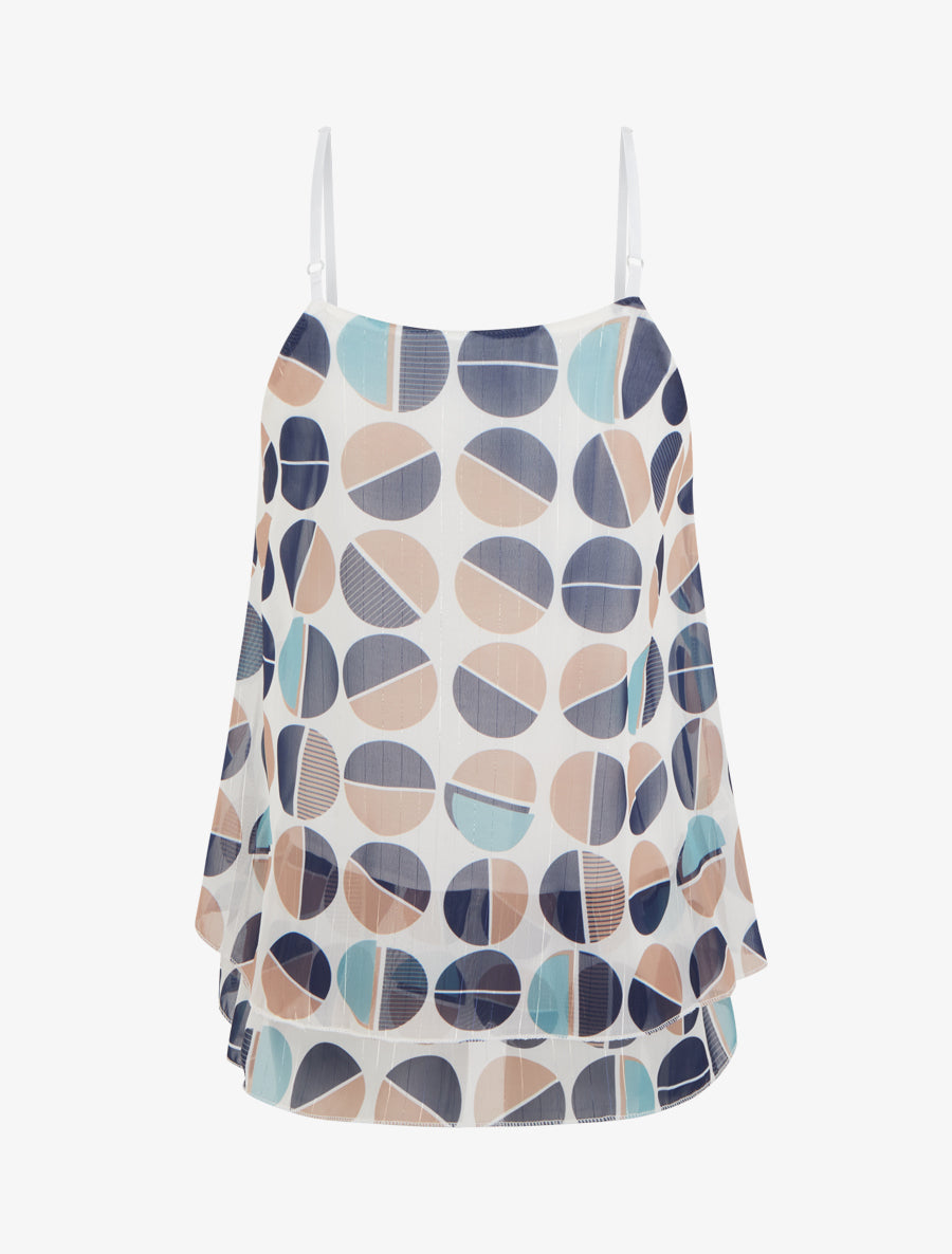 Caraco imprimé demi-cercles à rayures irisées - Marine - 2