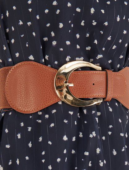 Robe à bretelles chaînes imprimé moucheté - Marine - 3