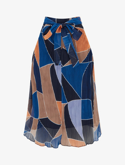 Top plissé sans manches imprimé graphique - Marine - 2