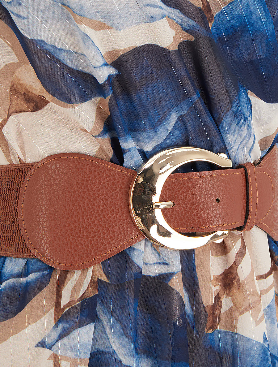 Robe patineuse sans manches imprimé grandes fleurs - Marine - 3