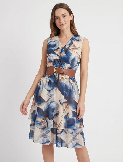 Ärmelloses Skaterkleid mit großem Blumenmuster - Marine