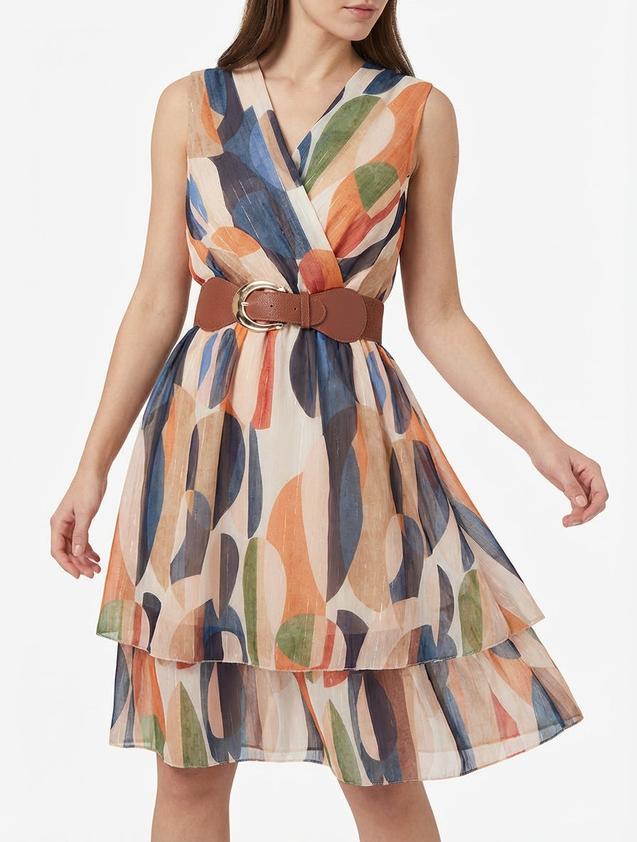 Ärmelloses Skaterkleid mit Fantasiemuster - Marine