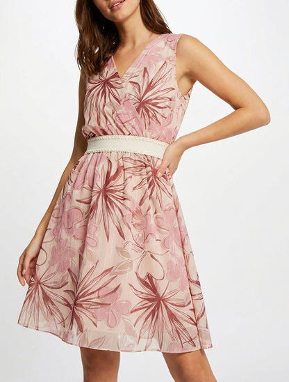 Ärmelloses Skaterkleid mit Blumenmuster - Rose