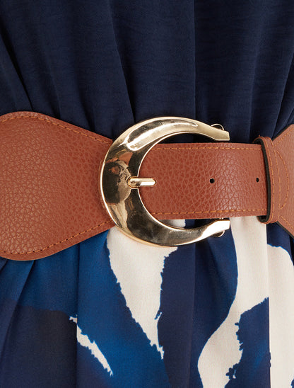 Robe à bretelles chaînes imprimé graphique - Marine - 3