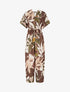 Combinaison imprimé floral à taille élastiquée - Marron - 1