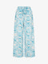 Pantalon élastiquée imprimé abstrait - Turquoise - 1