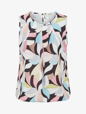 Top élastiqué à imprimé fantaisie - Gris clair - 1