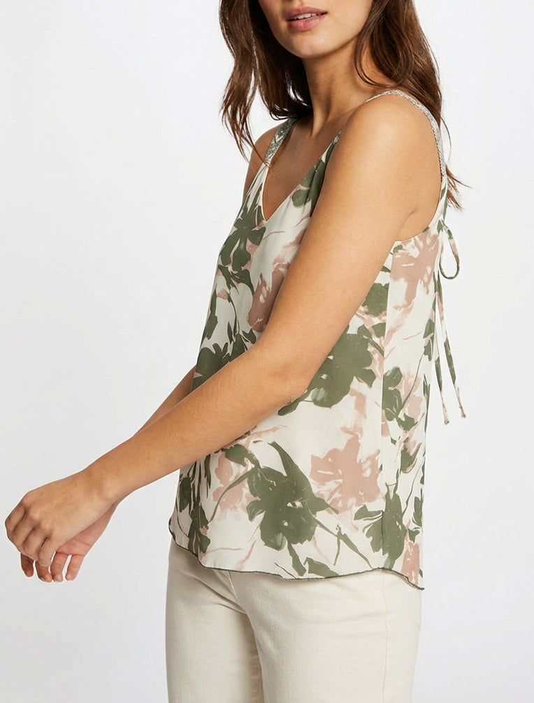 Gehrock mit abstraktem Blumenmuster - Kaki