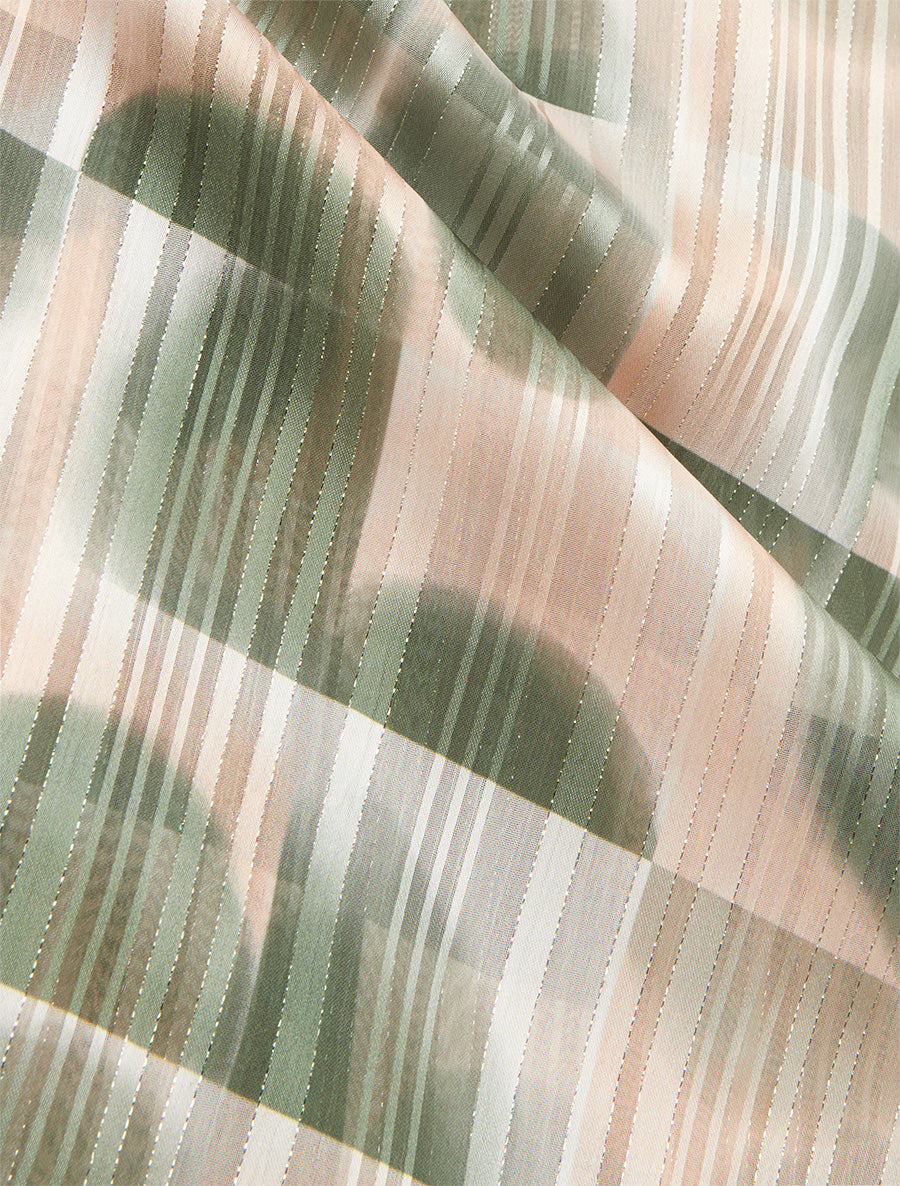 Caraco imprimé abstrait à rayures irisées - Kaki - 3