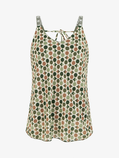 Caraco imprimé pois stylisés - Kaki - 1