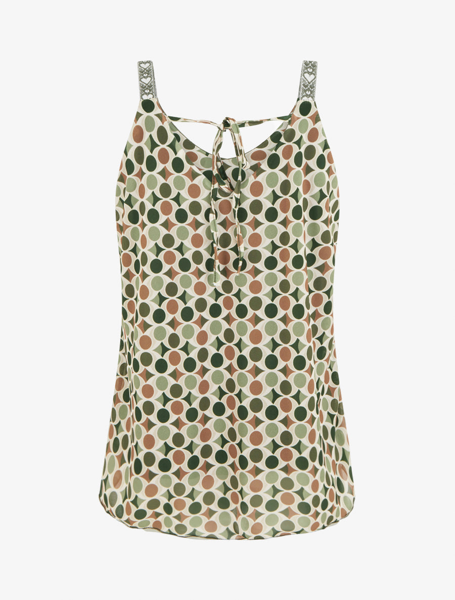 Caraco imprimé pois stylisés - Kaki - 2